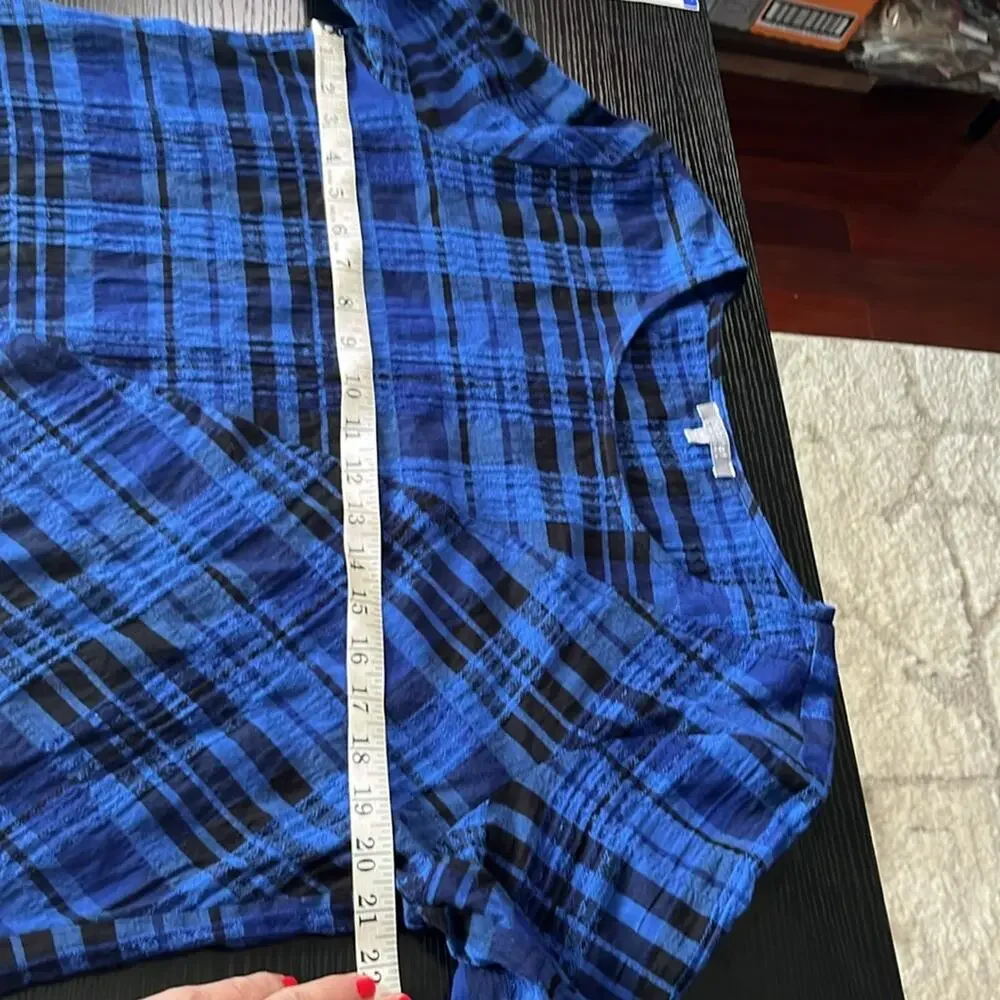 Habitat Blue Plaid Comfy Casual Blouse